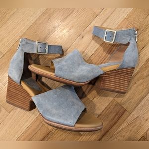Kork-Ease Gazania Jeans Blue Premium Suede Ankle-Strap Heeled Sandal 7M Women's